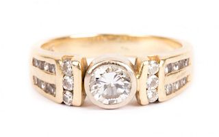 A Lady's Gold Diamond Ring