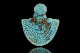 ANCIENT EGYPTIAN FAIENCE AEGIS OF SEKHMET