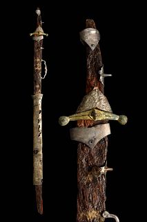 A MIGRATION PERIOD KHAZAR SWORD WITH SILVER HANDLE AND SCABBARD