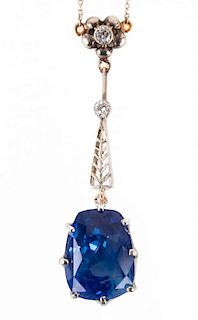 An Unheated Ceylon Sapphire 14 cts. Necklace