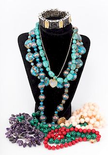 A Collection of Beaded Necklaces & Tchotchke Items