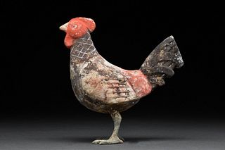 A CHINESE WESTERN HAN DYNASTY TERRACOTTA ROOSTER WITH TL TEST