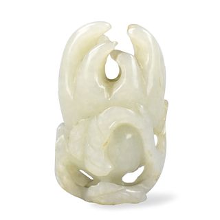 Chinese White Jade Carved Buddha Hand,Qing Dynasty