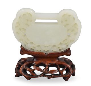 Chinese White Jade Ruyi Shaped Ornament ,Qing D.