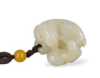 Chinese White Jade Carving of 2 Goat ,Qing Dynasty