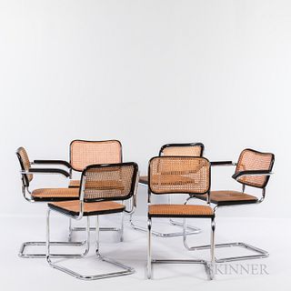 Six Marcel Breuer (Hungarian/American, 1902-1981) Cesca B32 Chairs by Gavina
