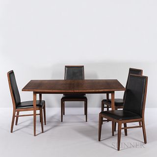 Foster McDavid Walnut Dining Table and Four Side Chairs