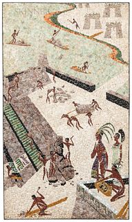 Attributed to E. Alvarado of Los Castillo Plateros de Taxco Mosaic Wall Mural
