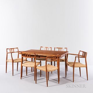 Niels Otto Moller (Danish, 1922-1988) for J.L. Moller Dining Table and Six Dining Chairs