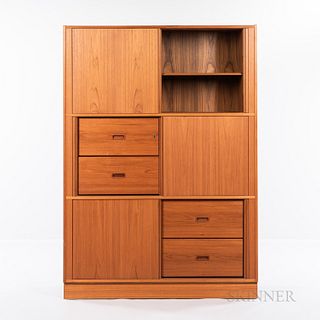 Poul Hundevad (Danish, 1917-2011) Bookcase/Filing Cabinet with Tambour Doors