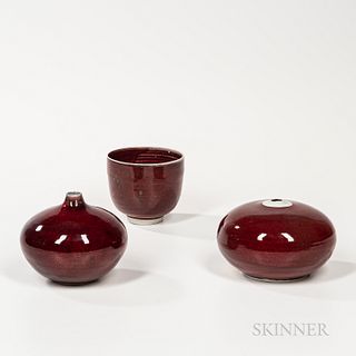 Three Gerry Williams (1926-2014) Studio Pottery Red-glaze Vases