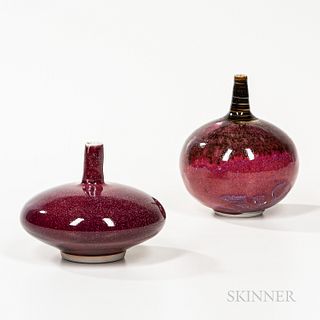 Two Gerry Williams (1926-2014) Copper Red-glaze Studio Pottery Vases