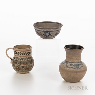 Three Pieces of Anne "Pete" Baker (1926-2011) Pottery