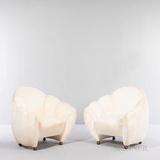 Two Victor Ignacio Dziekiewicz for Brueton Champagne Seating Lounge Chairs