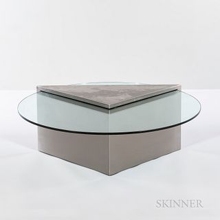 Ward Bennett (1917-2003) for Brickel Associates Stainless Steel and Glass Coffee Table