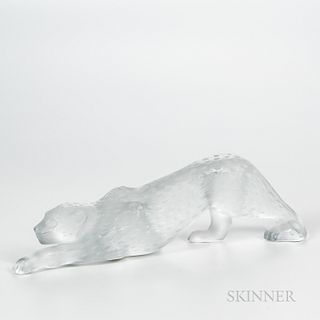 Lalique "Snow Leopard" Crystal Sculpture