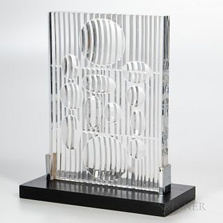 Victor Vasarely (Hungarian (1908-1997) for Rosenthal "Erebus" Glass Sculpture