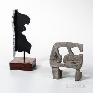 Albert Leon Wilson (1920-1999) Stainless Steel Sculpture and a Cast Stone Miniature Bench