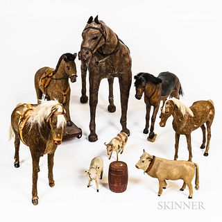 Five Horses and Three Other Animal Toys