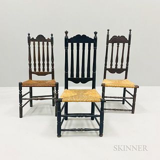 Three Bannister-back Side Chairs