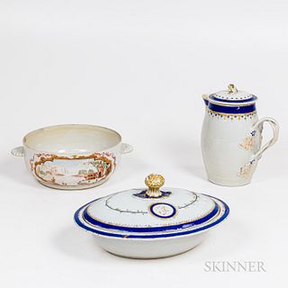 Three Chinese Export Porcelain Table Items