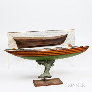 Painted Half-hull Ship Model and Painted Pond Boat