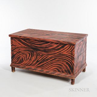 Country Red and Black Grain-painted Blanket Chest
