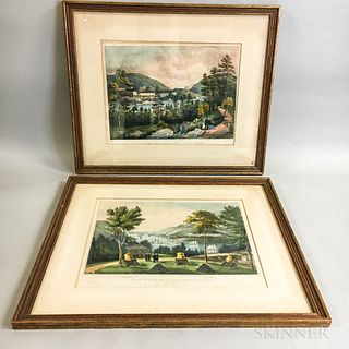 Two Framed Currier & Ives Hand-colored West Point Lithographs