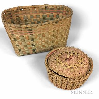 Two Woven and Dyed Splint Baskets