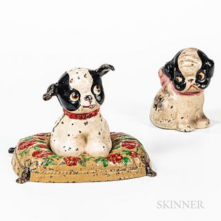 Two Painted Cast Iron Dog-form Still Banks