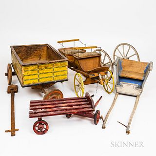 Four Painted Toy Wagons