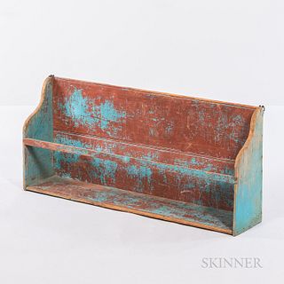 Country Blue-painted Pine Hanging Shelf