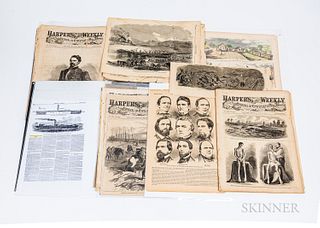 Approximately One Hundred Full and Partial Issues of Civil War Harper's Weekly Magazines.