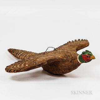Carved and Painted Wood Pheasant