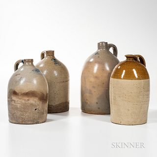 Four Glazed Straight-sided Stoneware Jugs