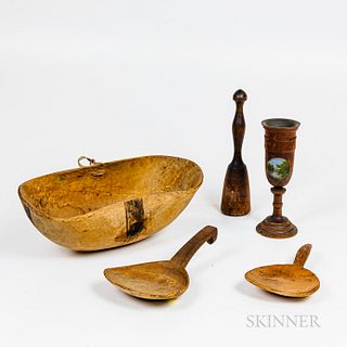 Group of Country Wooden Tableware