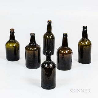 Six Glass Wine or Liquor Bottles
