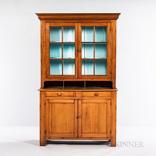 Country Maple Glazed Two-part Stepback Cupboard