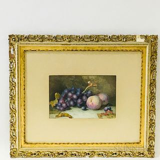 Framed Watercolor Still Life with Fruit