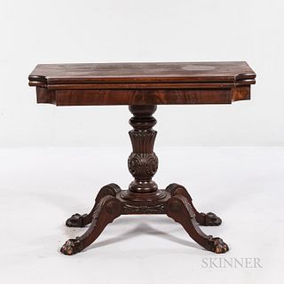 Neoclassical-style Carved Mahogany Pedestal Games Table