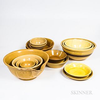 Sixteen Yellowware Pottery Bowls