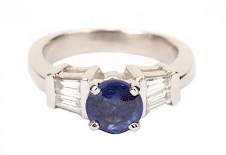 A Lady's Sapphire and Diamond Ring