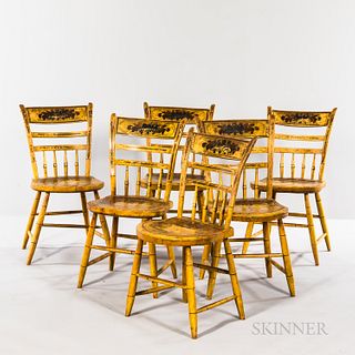 Six Yellow-painted Fancy Side Chairs