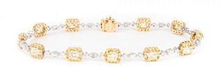 A Superb Natural Yellow and White Diamond Bracelet