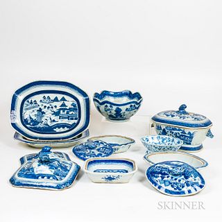 Group of Chinese Export Blue and White Tableware