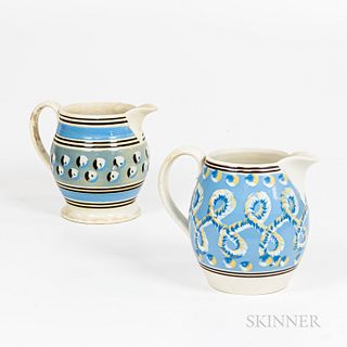 Two Mochaware Slip-decorated Pitchers