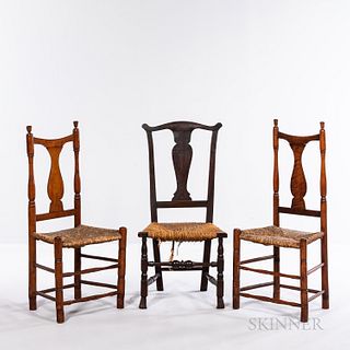 Three Chippendale-style Country Side Chairs