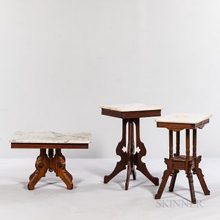 Three Victorian Mahogany Marble-top Side Tables