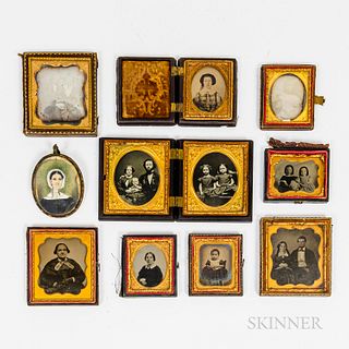 Nine Cased Photos and a Miniature Portrait