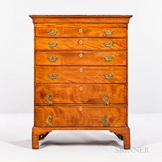 Chippendale-style Maple Tall Chest of Drawers